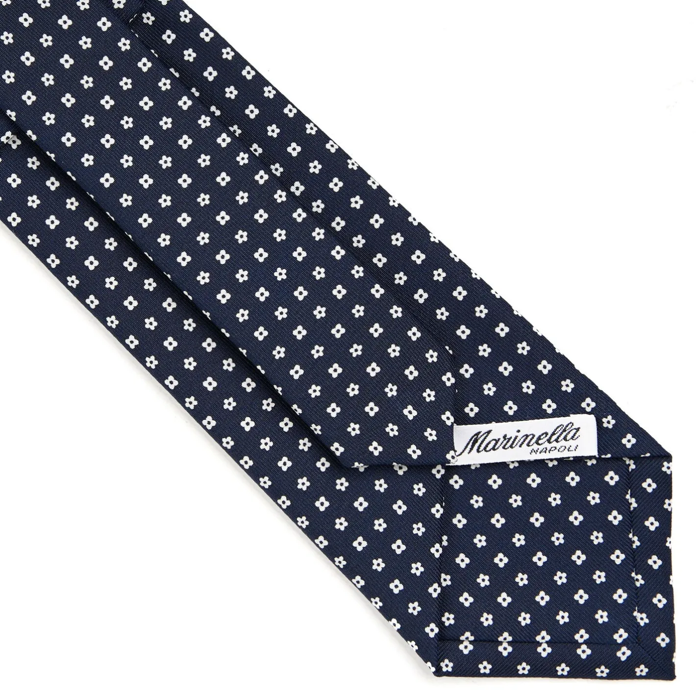 E.Marinella CRAVATTA SARTORIALE CLASSICA IN SETA BLU SCURO Microfantasia fiore Sale