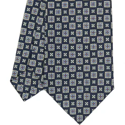 E.Marinella CRAVATTA SARTORIALE CLASSICA IN SETA BLU SCURO Microfantasia fiore Sale