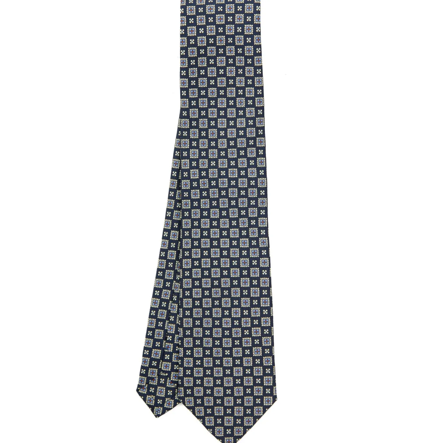E.Marinella CRAVATTA SARTORIALE CLASSICA IN SETA BLU SCURO Microfantasia fiore Sale