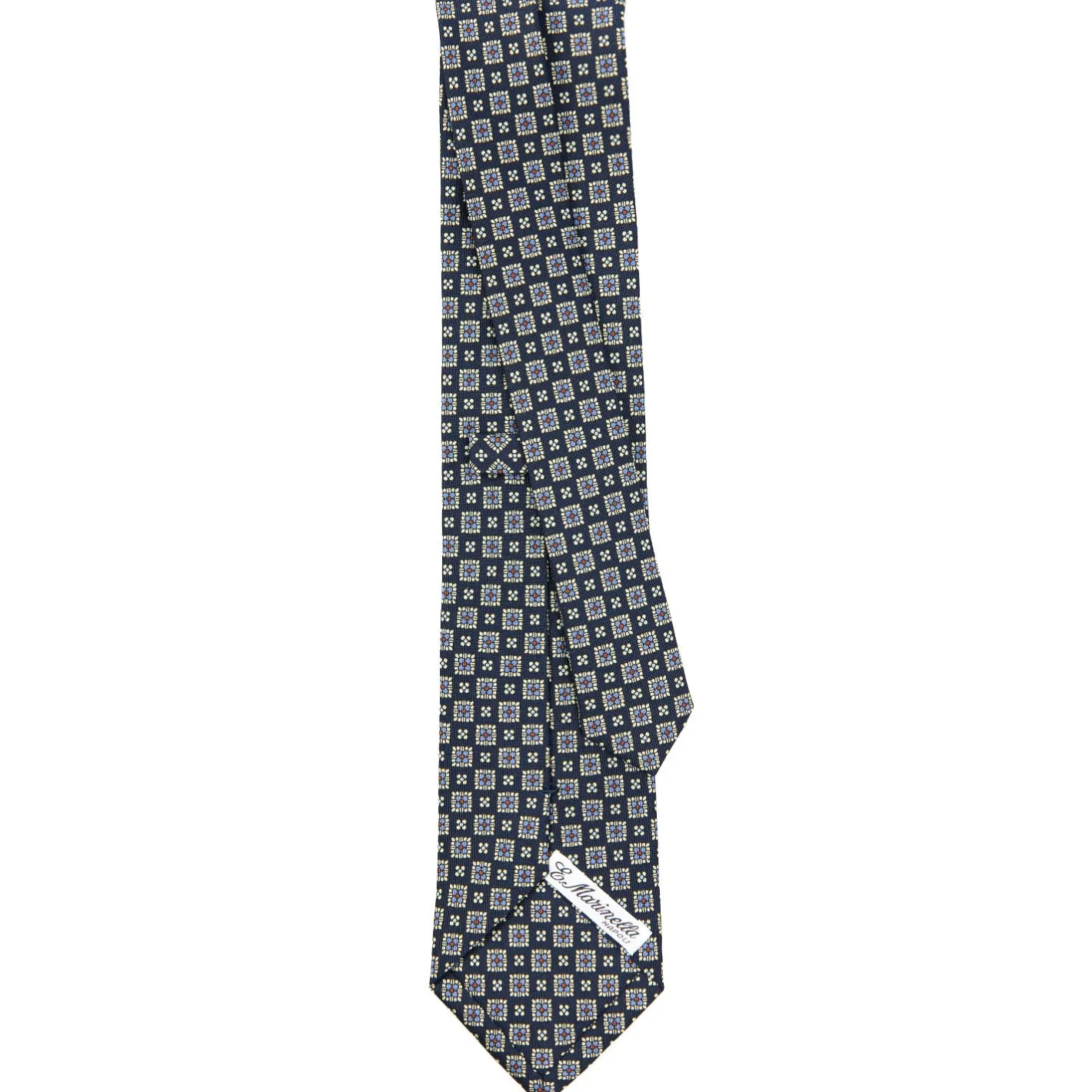 E.Marinella CRAVATTA SARTORIALE CLASSICA IN SETA BLU SCURO Microfantasia fiore Sale