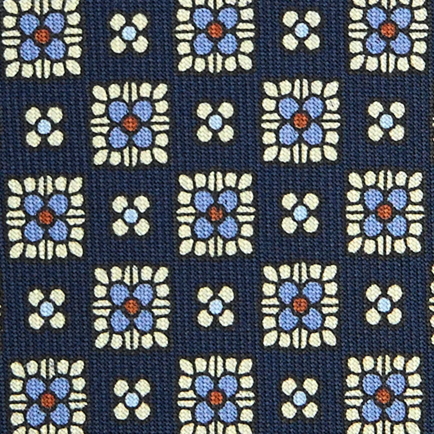 E.Marinella CRAVATTA SARTORIALE CLASSICA IN SETA BLU SCURO Microfantasia fiore Sale