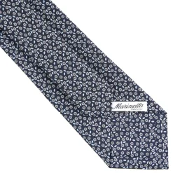 E.Marinella CRAVATTA SARTORIALE CLASSICA IN SETA BLU SCURO Microfantasia fiore Online