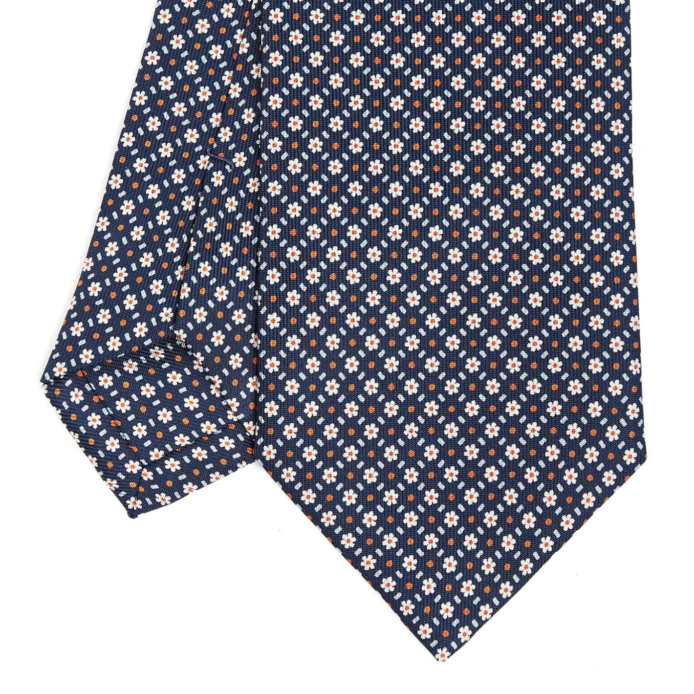 E.Marinella CRAVATTA SARTORIALE CLASSICA IN SETA BLU SCURO Microfantasia Hot