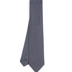 E.Marinella CRAVATTA SARTORIALE CLASSICA IN SETA BLU SCURO Microfantasia Hot