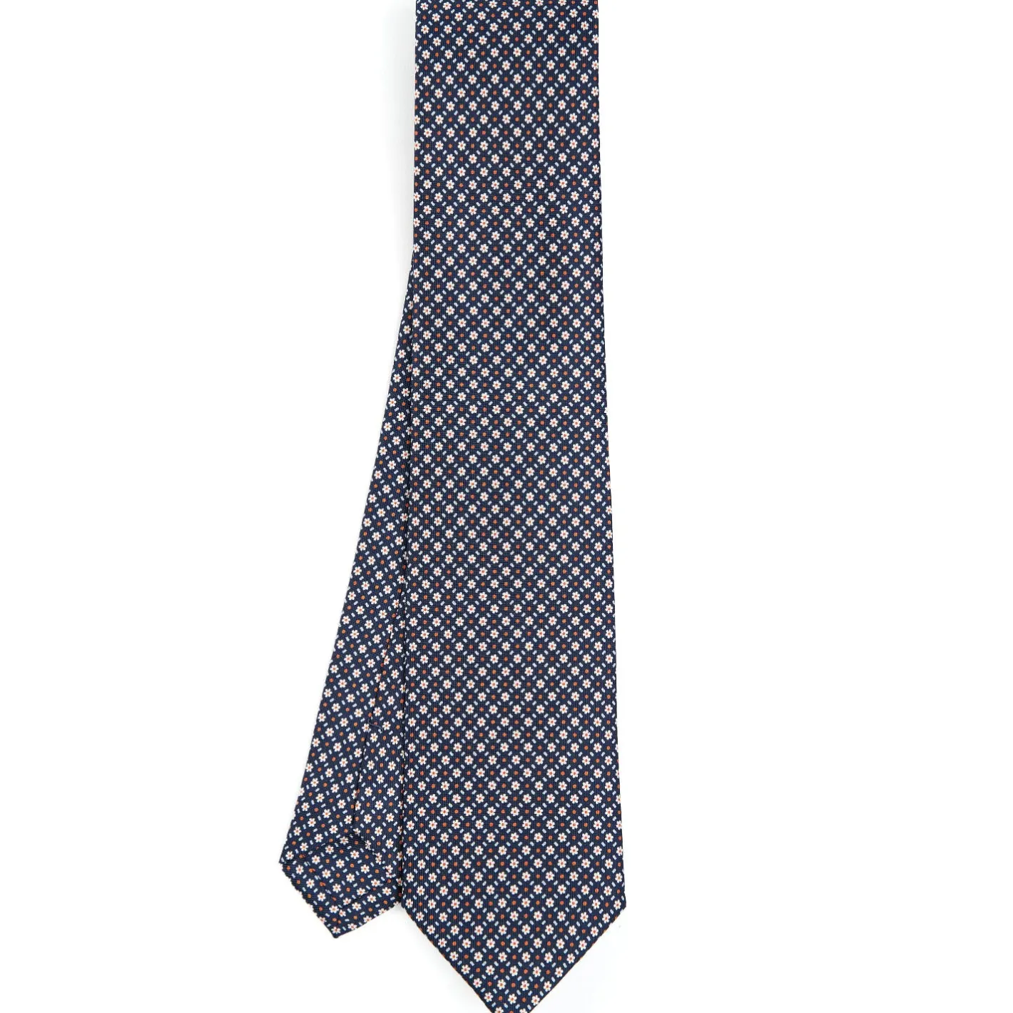 E.Marinella CRAVATTA SARTORIALE CLASSICA IN SETA BLU SCURO Microfantasia Hot