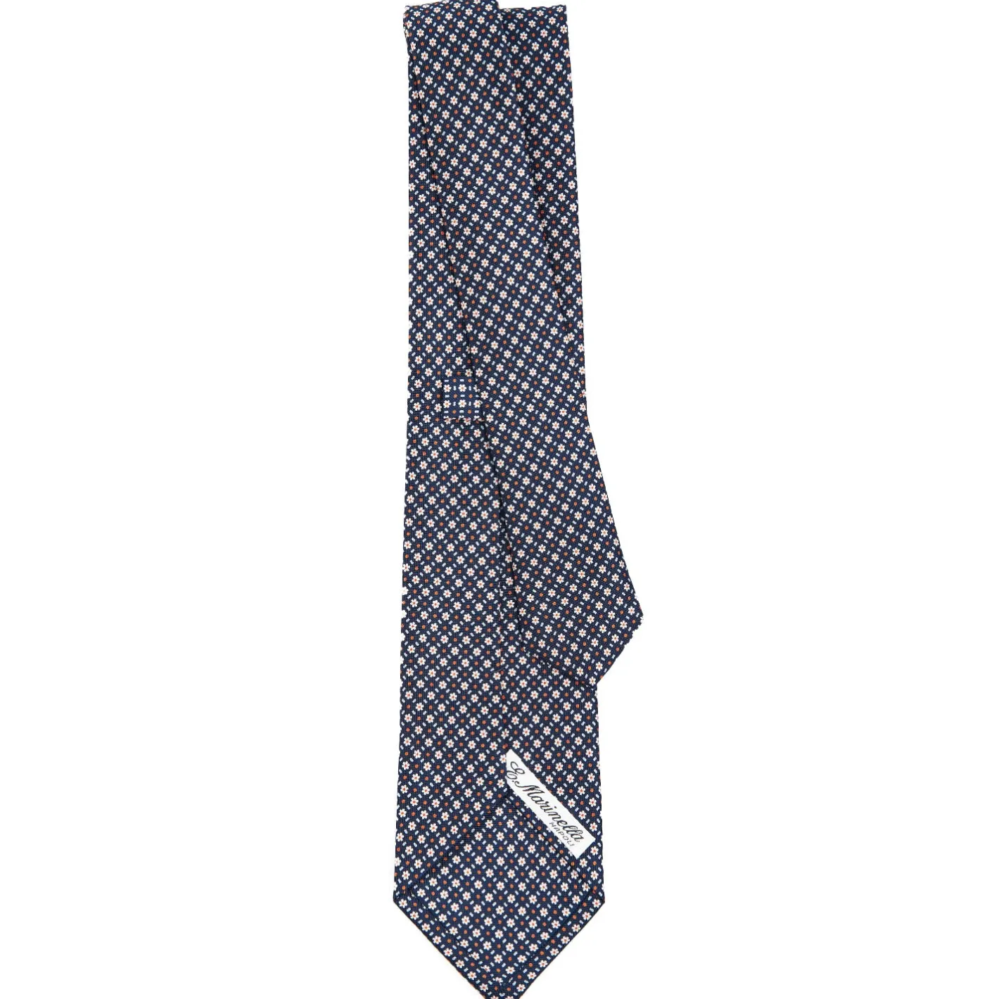E.Marinella CRAVATTA SARTORIALE CLASSICA IN SETA BLU SCURO Microfantasia Hot