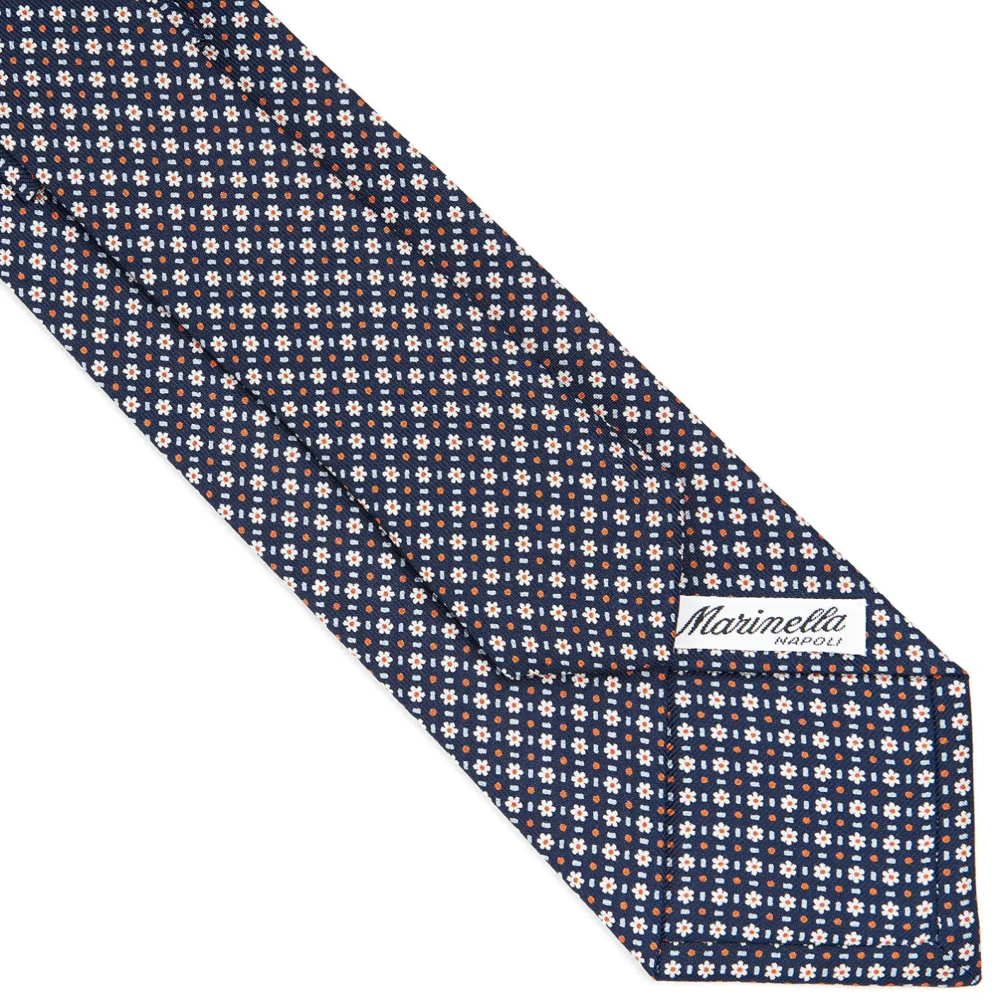 E.Marinella CRAVATTA SARTORIALE CLASSICA IN SETA BLU SCURO Microfantasia Hot
