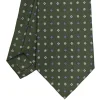 E.Marinella CRAVATTA SARTORIALE CLASSICA IN SETA VERDE OLIVA Microfantasia fiore Discount