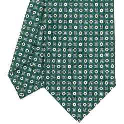 E.Marinella CRAVATTA SARTORIALE CLASSICA IN SETA VERDE SCURO Microfantasia fiore Sale