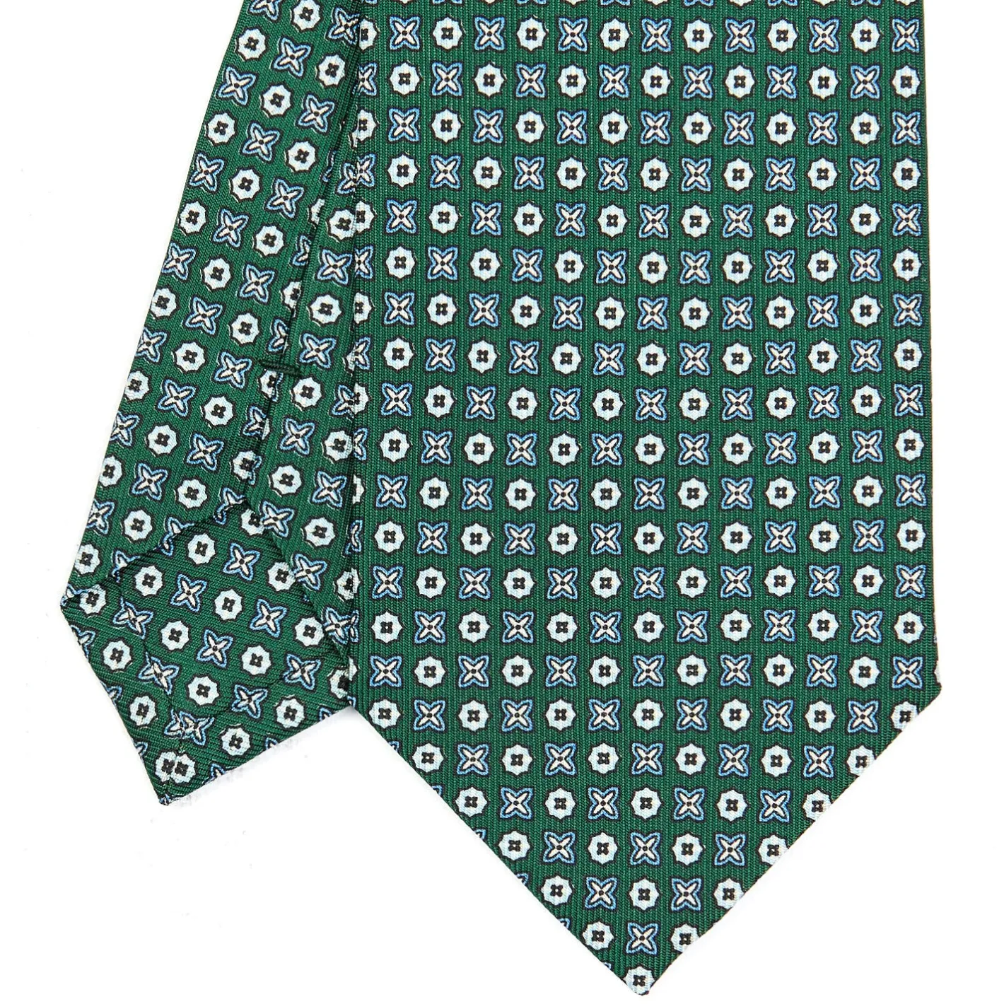 E.Marinella CRAVATTA SARTORIALE CLASSICA IN SETA VERDE SCURO Microfantasia fiore Sale