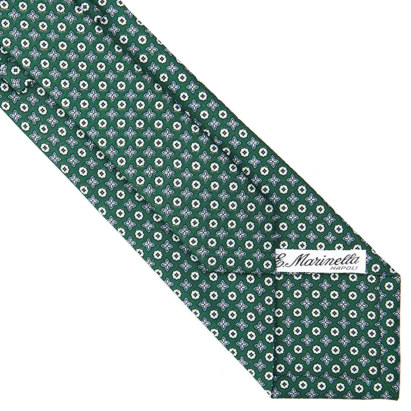 E.Marinella CRAVATTA SARTORIALE CLASSICA IN SETA VERDE SCURO Microfantasia fiore Sale