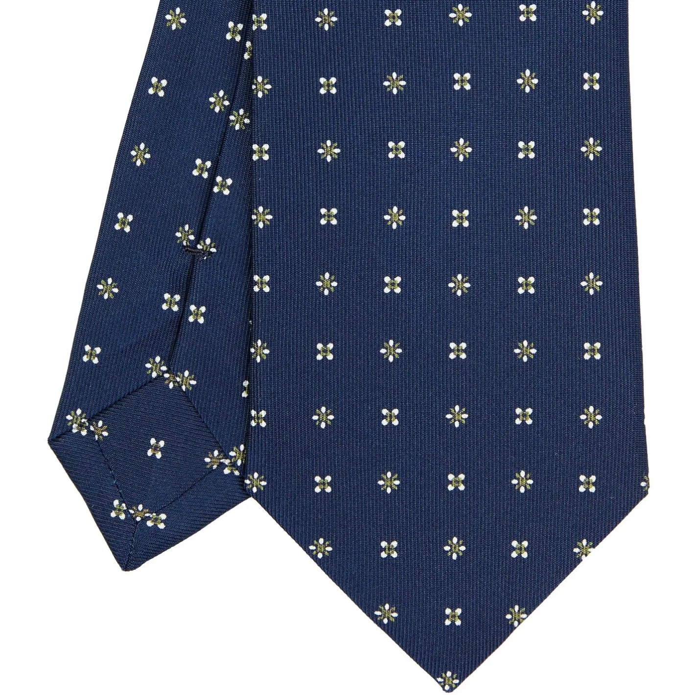 E.Marinella CRAVATTA SARTORIALE CLASSICA IN SETA BLU SCURO Microfantasia fiore Sale