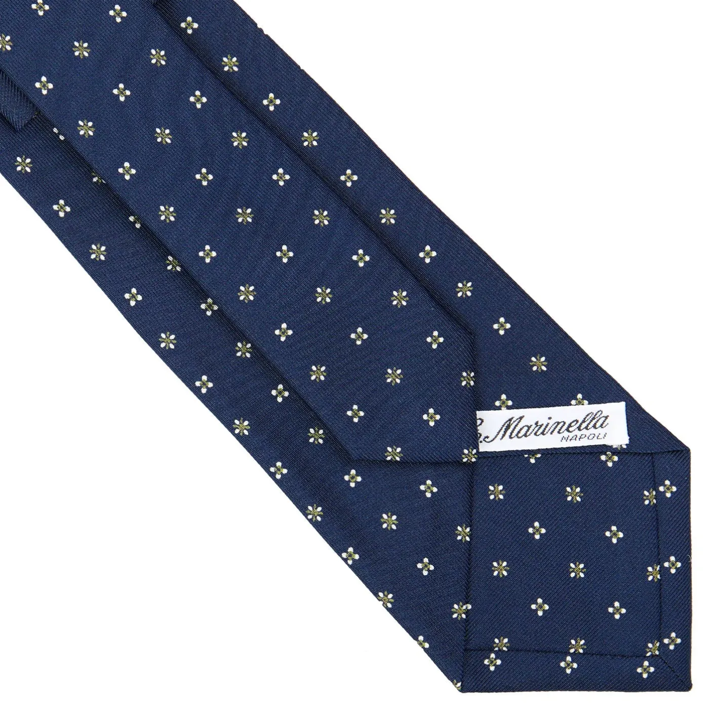 E.Marinella CRAVATTA SARTORIALE CLASSICA IN SETA BLU SCURO Microfantasia fiore Sale