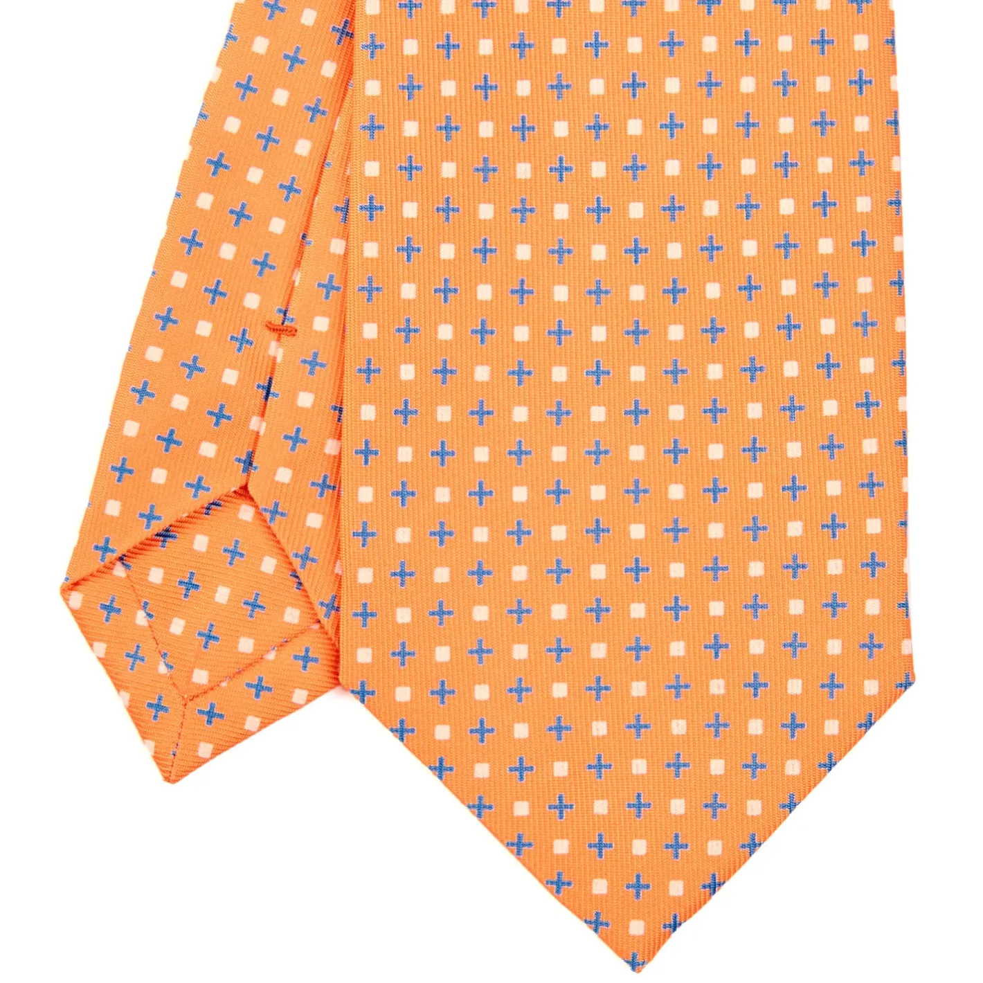 E.Marinella CRAVATTA SARTORIALE CLASSICA IN SETA ARANCIONE Microfantasia fiore Sale