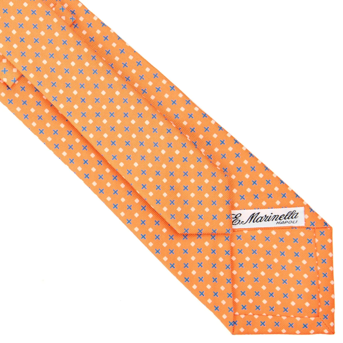E.Marinella CRAVATTA SARTORIALE CLASSICA IN SETA ARANCIONE Microfantasia fiore Sale