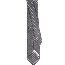 E.Marinella CRAVATTA SARTORIALE CLASSICA IN SETA GRIGIO SCURO Microfantasia fiore Clearance
