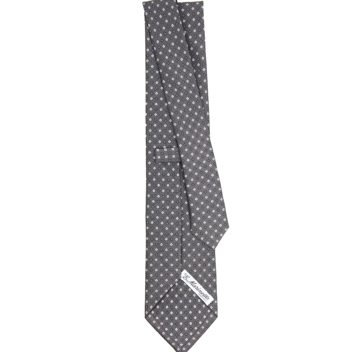 E.Marinella CRAVATTA SARTORIALE CLASSICA IN SETA GRIGIO SCURO Microfantasia fiore Clearance