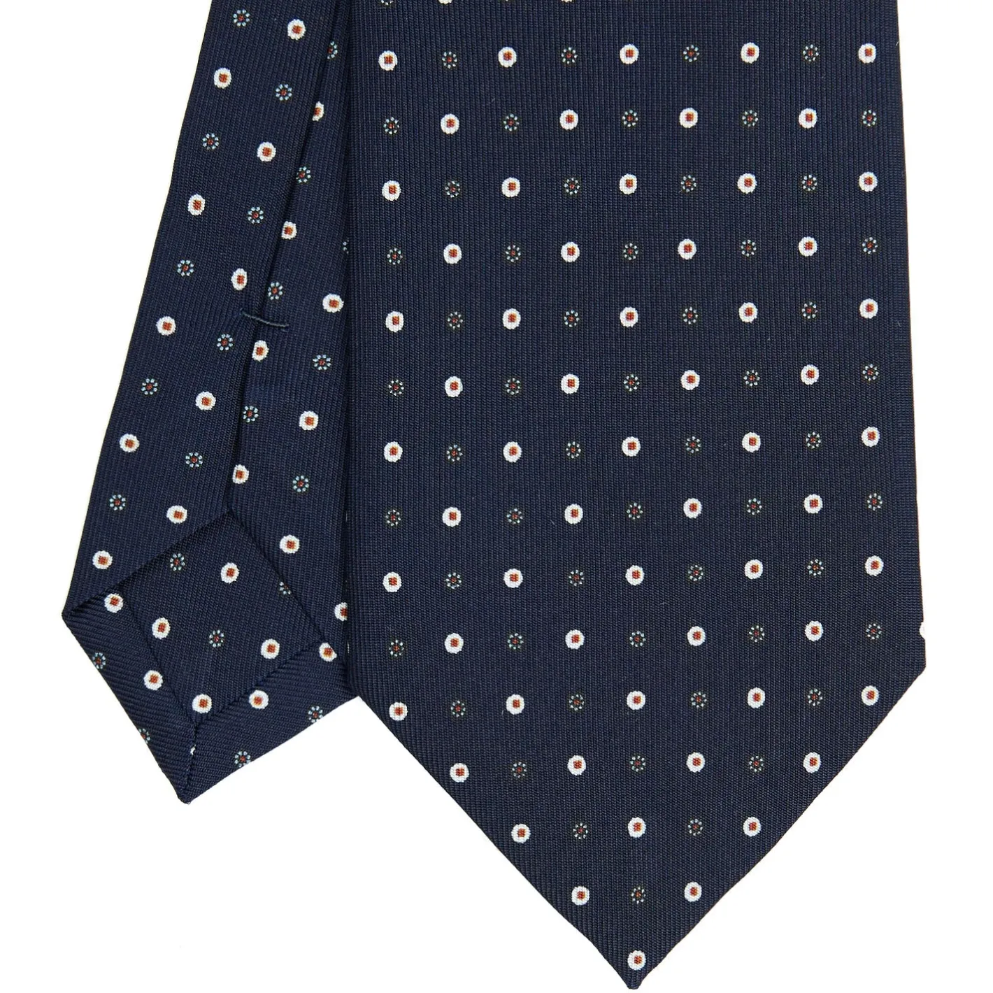 E.Marinella CRAVATTA SARTORIALE CLASSICA IN SETA BLU SCURO Microfantasia fiore Discount