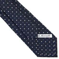 E.Marinella CRAVATTA SARTORIALE CLASSICA IN SETA BLU SCURO Microfantasia fiore Discount