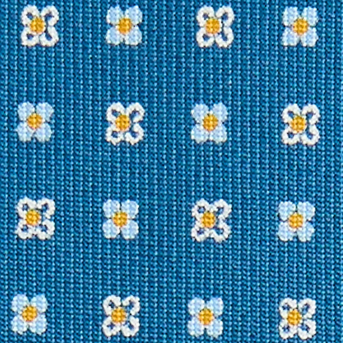 E.Marinella CRAVATTA SARTORIALE CLASSICA IN SETA BLU MEDIO Microfantasia fiore Best