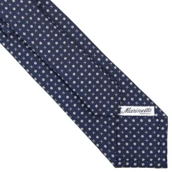 E.Marinella CRAVATTA SARTORIALE CLASSICA IN SETA BLU SCURO Microfantasia fiore Discount