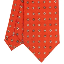 E.Marinella CRAVATTA SARTORIALE CLASSICA IN SETA ARANCIONE Microfantasia fiore Outlet