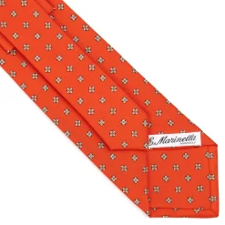 E.Marinella CRAVATTA SARTORIALE CLASSICA IN SETA ARANCIONE Microfantasia fiore Outlet