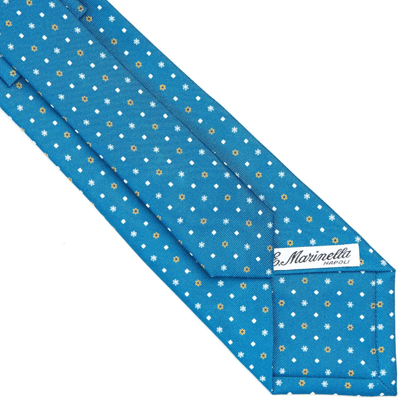 E.Marinella CRAVATTA SARTORIALE CLASSICA IN SETA BLU MEDIO Microfantasia fiore Hot