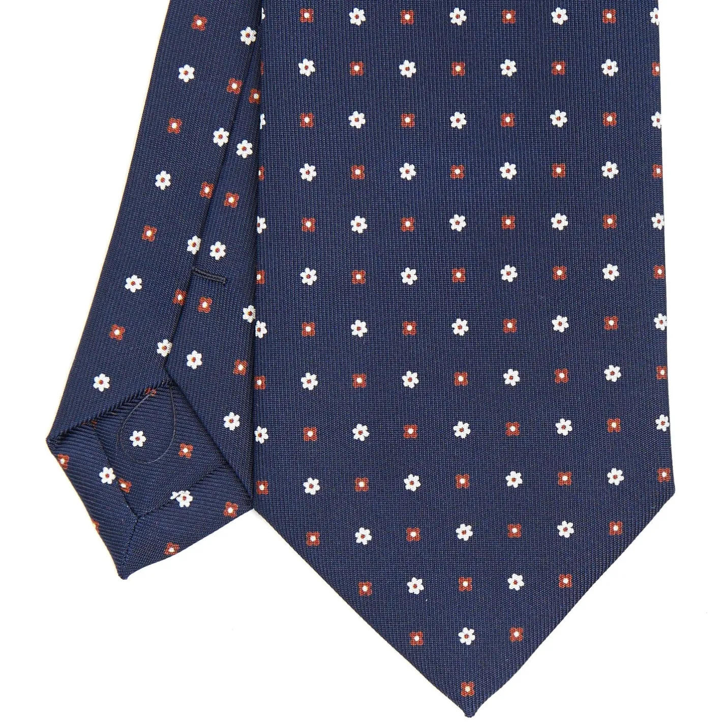 E.Marinella CRAVATTA SARTORIALE CLASSICA IN SETA BLU SCURO Microfantasia fiore Online
