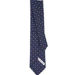 E.Marinella CRAVATTA SARTORIALE CLASSICA IN SETA BLU SCURO Microfantasia fiore Online