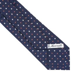 E.Marinella CRAVATTA SARTORIALE CLASSICA IN SETA BLU SCURO Microfantasia fiore Online