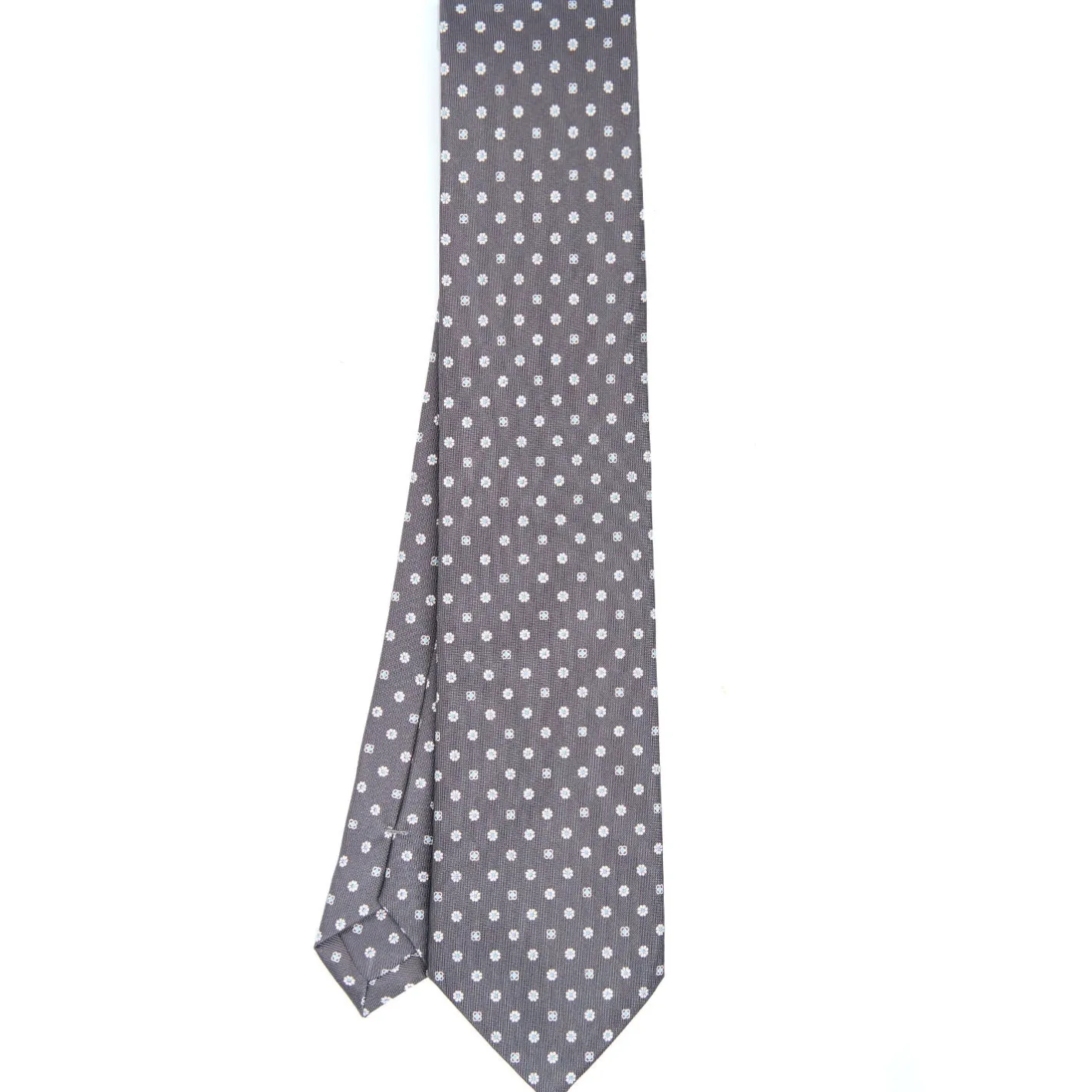 E.Marinella CRAVATTA SARTORIALE CLASSICA IN SETA GRIGIO SCURO Microfantasia fiore Discount