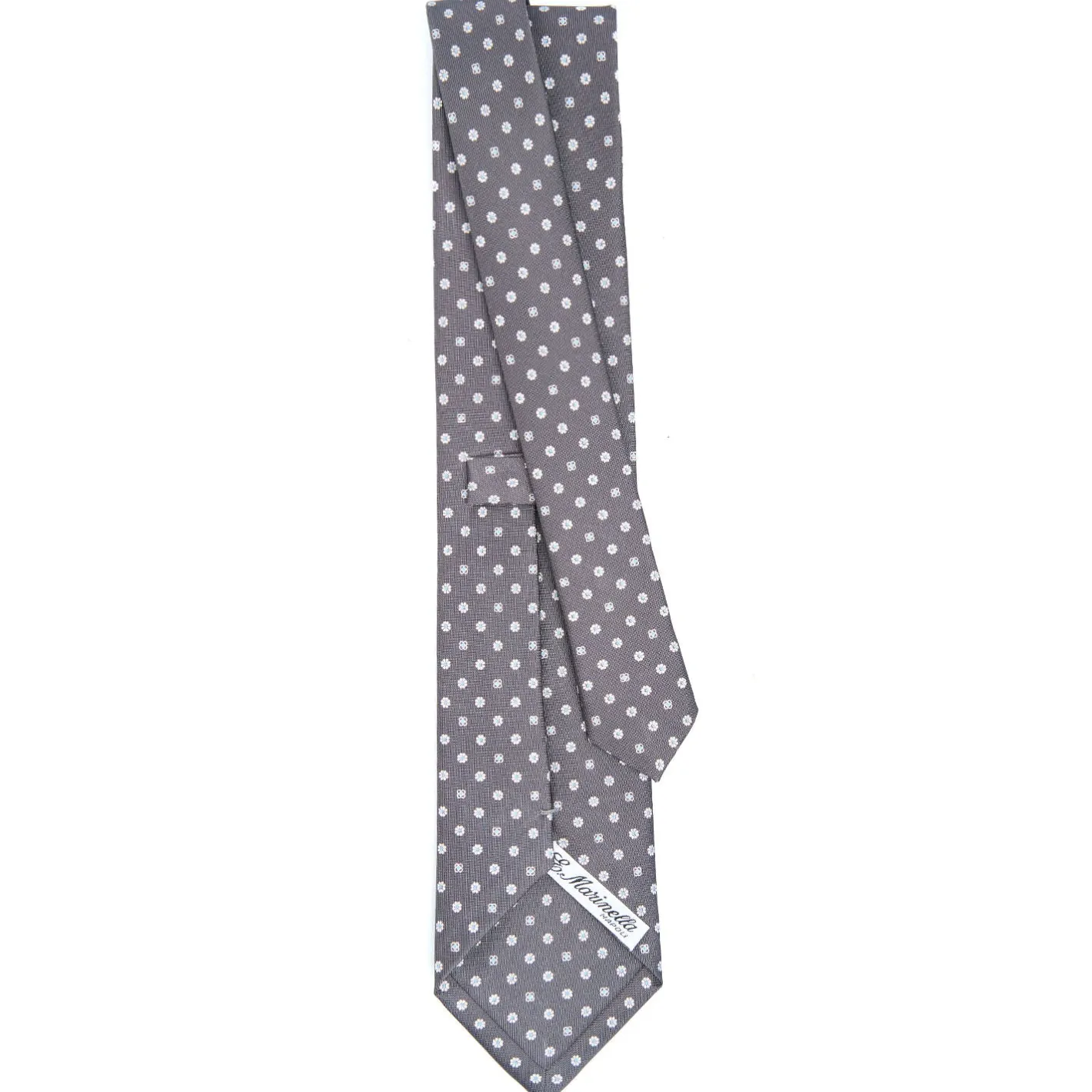 E.Marinella CRAVATTA SARTORIALE CLASSICA IN SETA GRIGIO SCURO Microfantasia fiore Discount