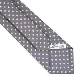 E.Marinella CRAVATTA SARTORIALE CLASSICA IN SETA GRIGIO SCURO Microfantasia fiore Discount