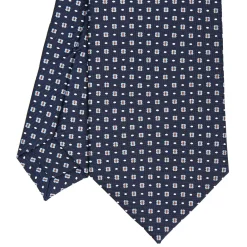 E.Marinella CRAVATTA SARTORIALE CLASSICA IN SETA BLU SCURO Microfantasia fiore Hot