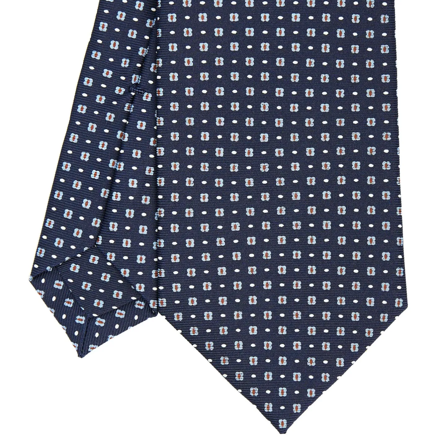 E.Marinella CRAVATTA SARTORIALE CLASSICA IN SETA BLU SCURO Microfantasia fiore Hot