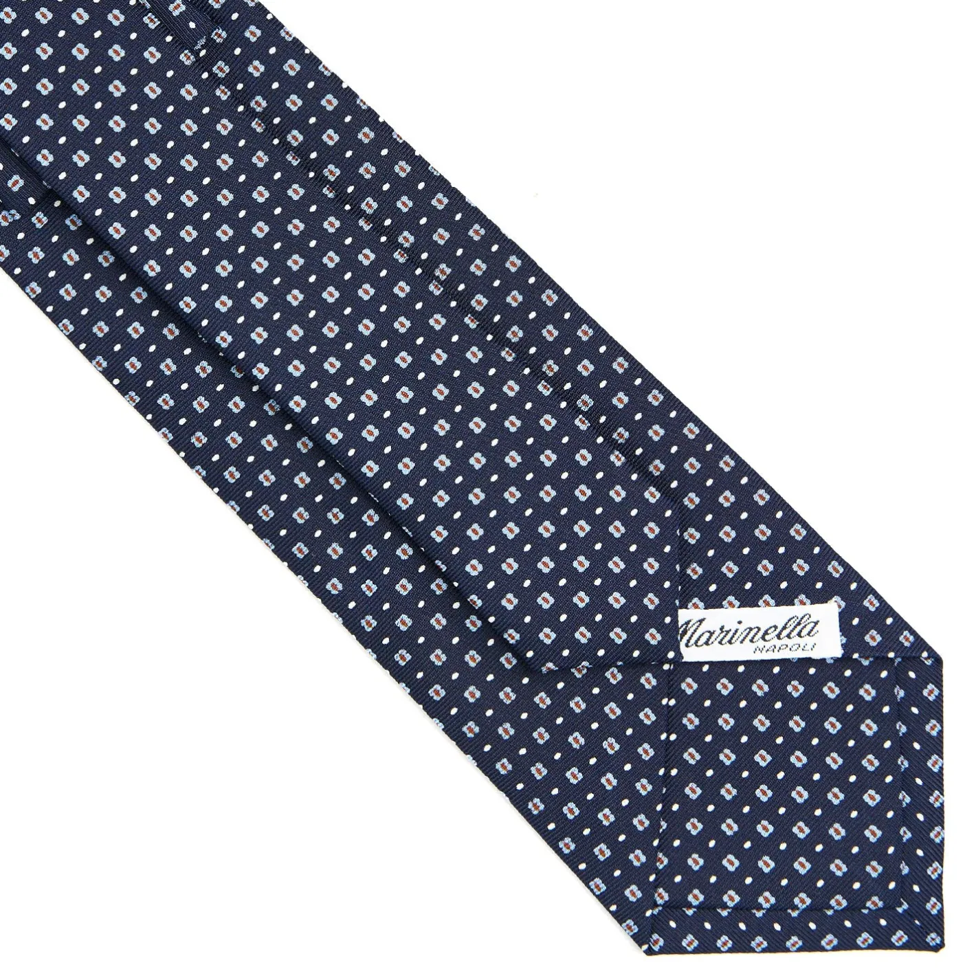E.Marinella CRAVATTA SARTORIALE CLASSICA IN SETA BLU SCURO Microfantasia fiore Hot