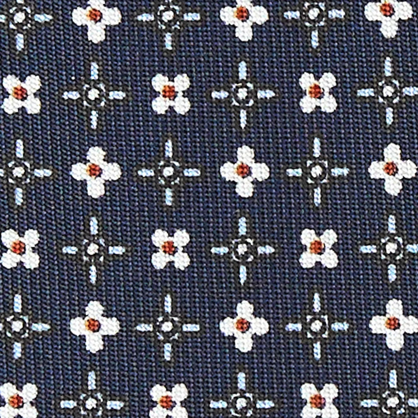 E.Marinella CRAVATTA SARTORIALE CLASSICA IN SETA BLU SCURO Microfantasia fiore New
