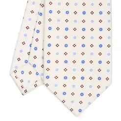E.Marinella CRAVATTA SARTORIALE CLASSICA IN SETA BIANCA Microfantasia fiore Online