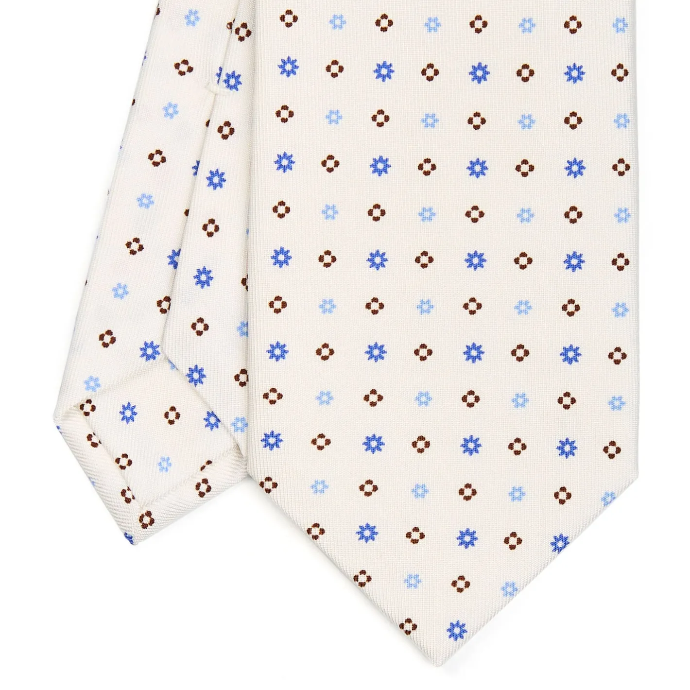 E.Marinella CRAVATTA SARTORIALE CLASSICA IN SETA BIANCA Microfantasia fiore Online