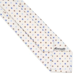 E.Marinella CRAVATTA SARTORIALE CLASSICA IN SETA BIANCA Microfantasia fiore Online