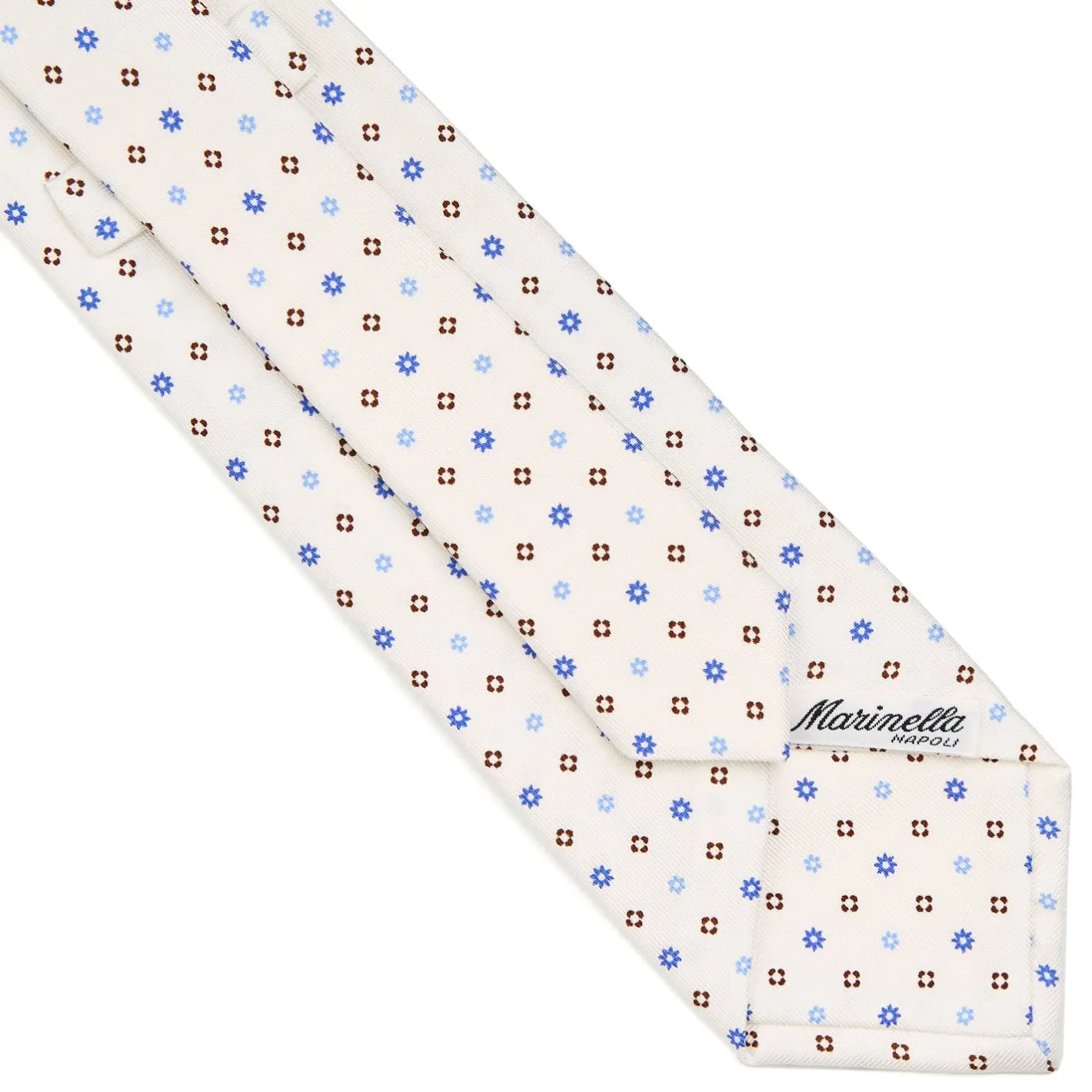 E.Marinella CRAVATTA SARTORIALE CLASSICA IN SETA BIANCA Microfantasia fiore Online