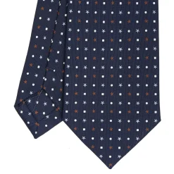 E.Marinella CRAVATTA SARTORIALE CLASSICA IN SETA BLU SCURO Microfantasia fiore Discount