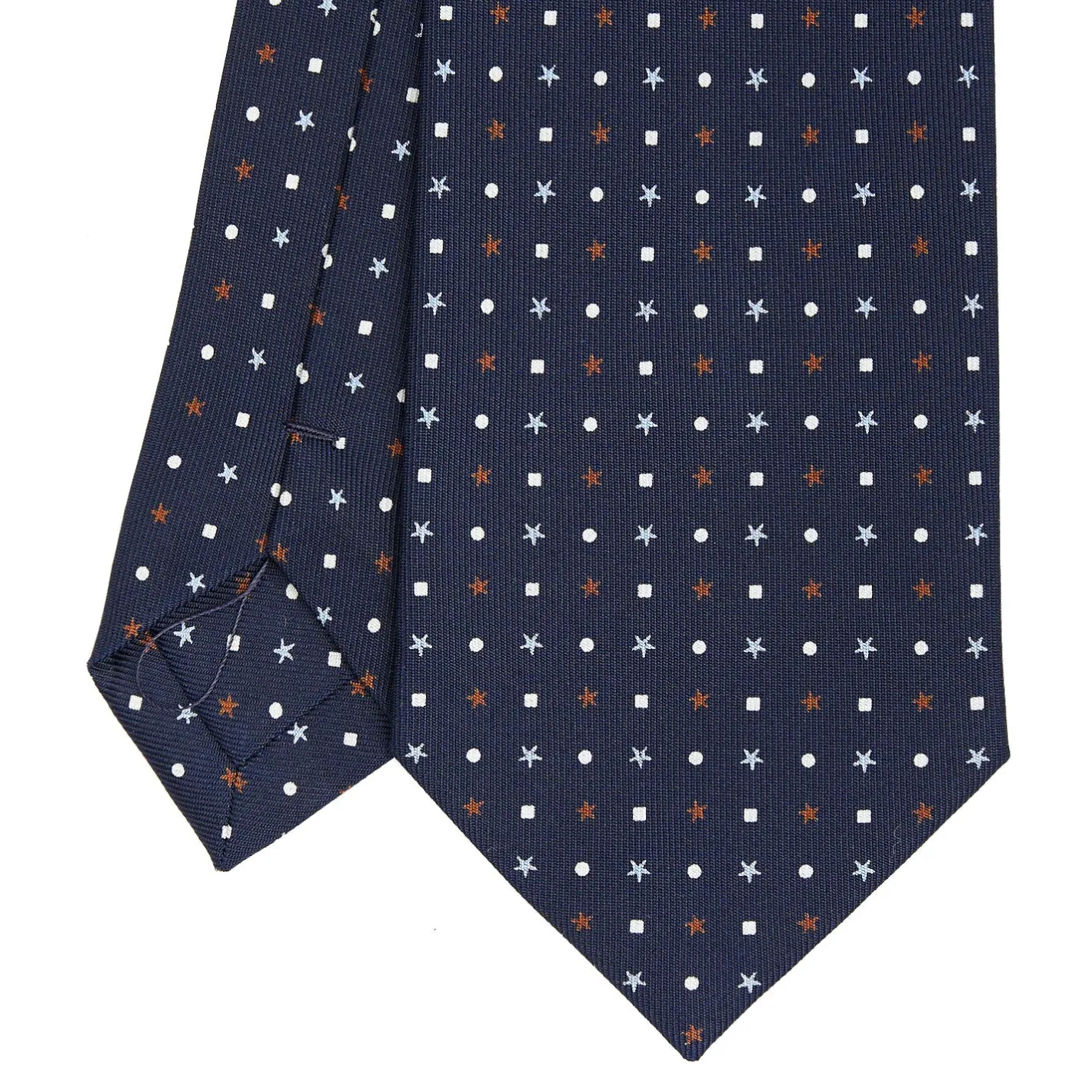 E.Marinella CRAVATTA SARTORIALE CLASSICA IN SETA BLU SCURO Microfantasia fiore Discount