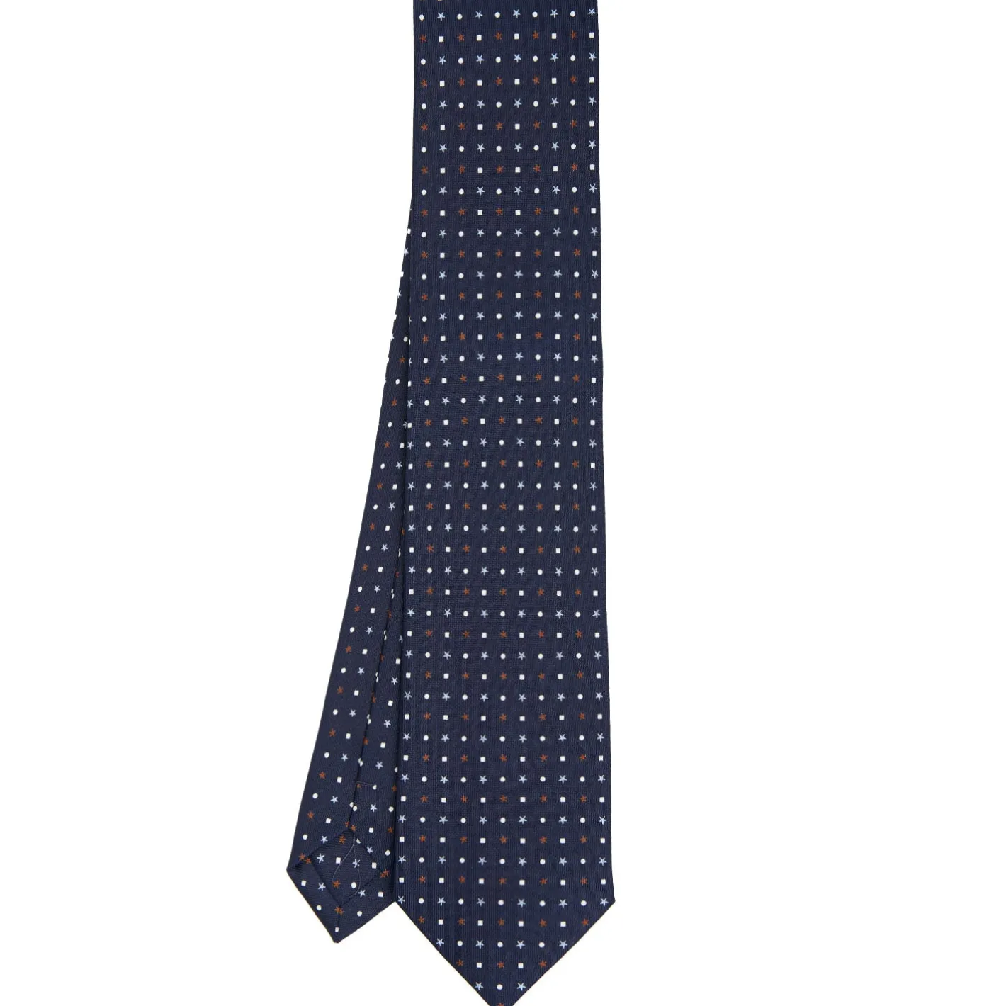 E.Marinella CRAVATTA SARTORIALE CLASSICA IN SETA BLU SCURO Microfantasia fiore Discount
