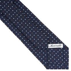 E.Marinella CRAVATTA SARTORIALE CLASSICA IN SETA BLU SCURO Microfantasia fiore Discount
