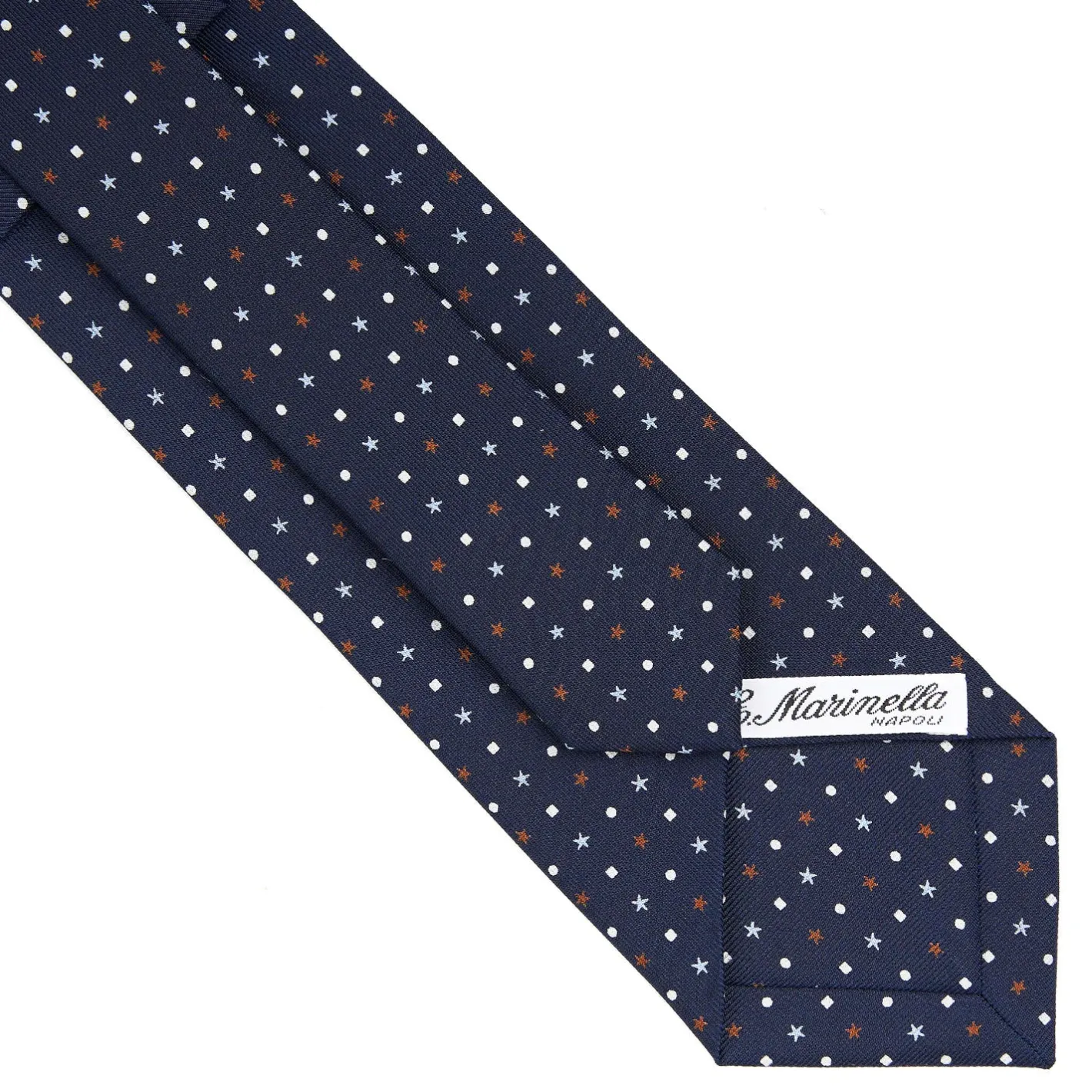 E.Marinella CRAVATTA SARTORIALE CLASSICA IN SETA BLU SCURO Microfantasia fiore Discount