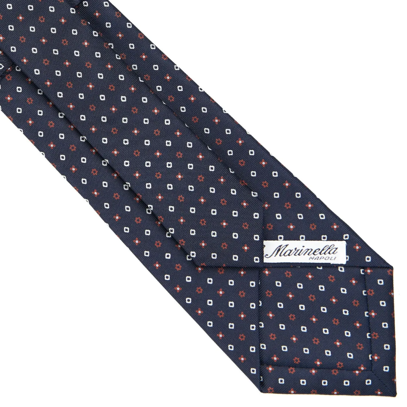E.Marinella CRAVATTA SARTORIALE CLASSICA IN SETA BLU SCURO Microfantasia fiore Best
