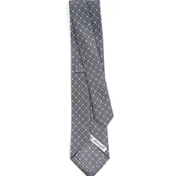 E.Marinella CRAVATTA SARTORIALE CLASSICA IN SETA GRIGIO SCURO Microfantasia fiore Sale