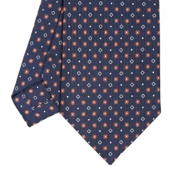 E.Marinella CRAVATTA SARTORIALE CLASSICA IN SETA BLU SCURO Microfantasia fiore Online